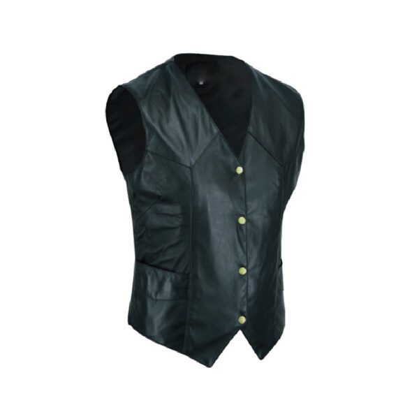 A Comprehensive Display of Front Side of Our Leather Vest SS-201