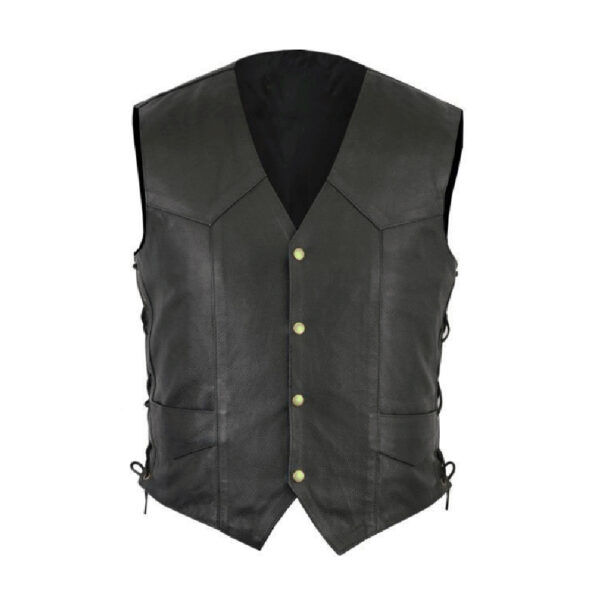 A Comprehensive Display of Front Side of Our Leather Vest SS-204