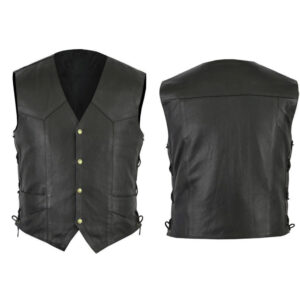 A Comprehensive Display of Front and Back Sides of Our Leather Vest SS-203