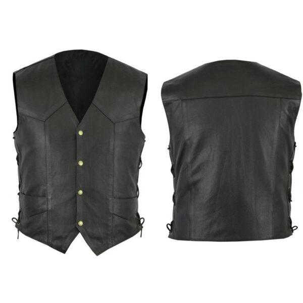 A Comprehensive Display of Front and Back Sides of Our Leather Vest SS-203