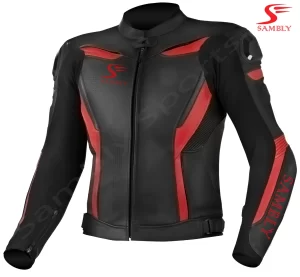 Front view of the Motorbike Leather Jacket SS-503 by Sambly Sports