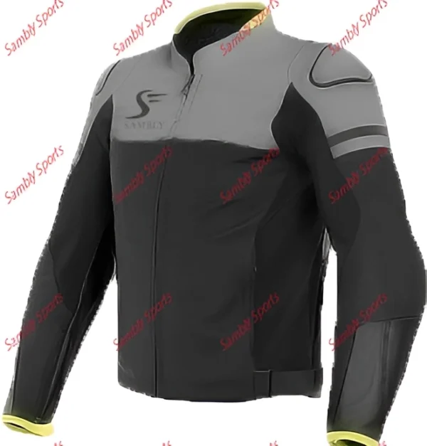 zoomed front view of the Motorbike Textile Jacket SS-504 by Sambly Sports