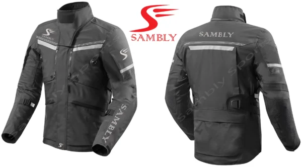 Front and Back view of the Motorbike Textile Jacket SS-505 by Sambly Sports