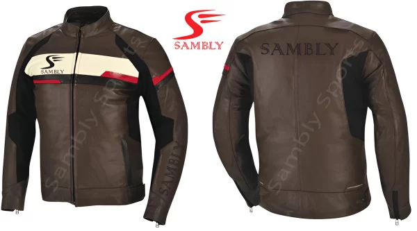 Front and Back view of the Motorbike Leather Jacket SS-510 by Sambly Sports