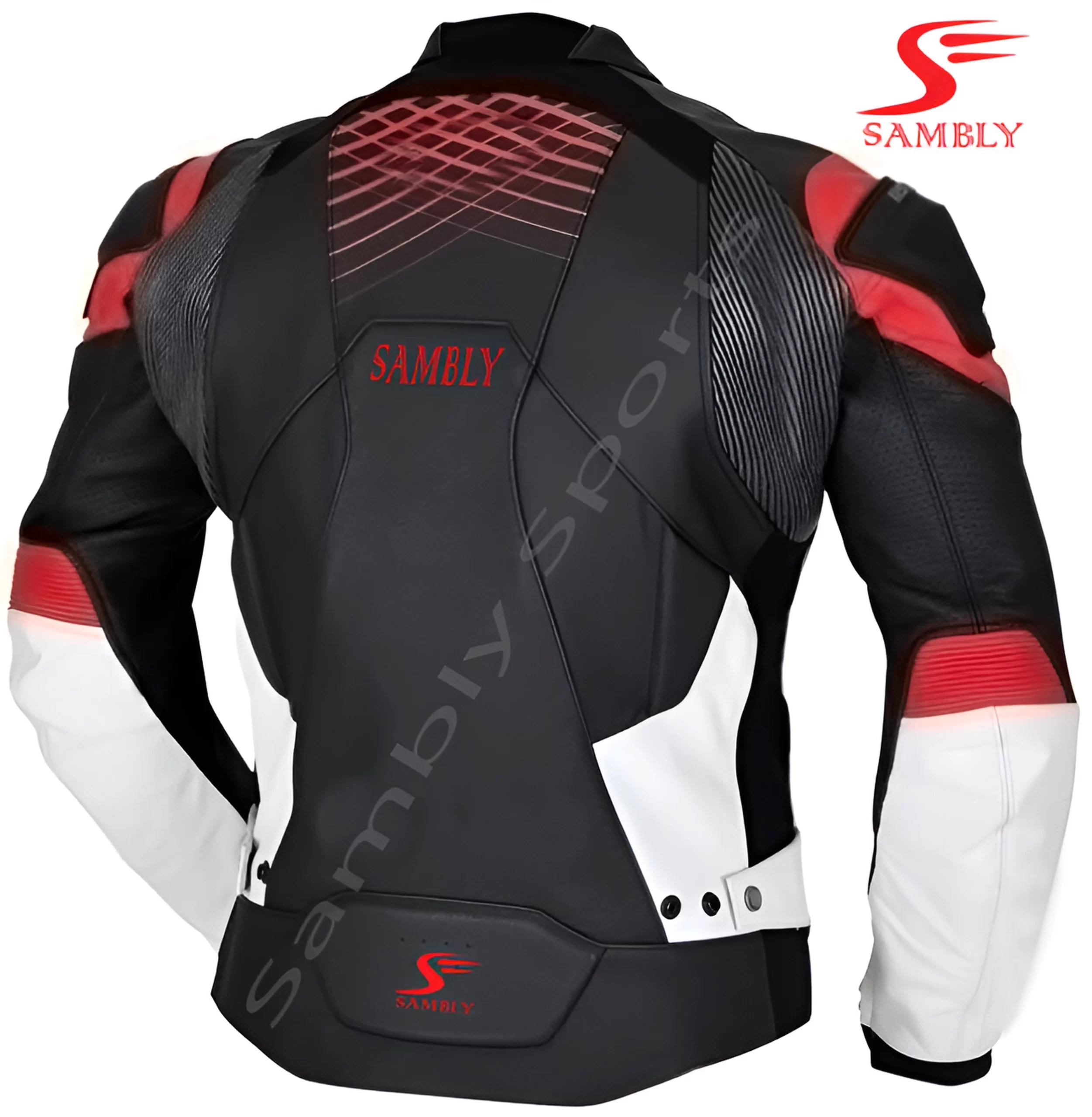 Back view of the Motorbike Leather Jacket SS-511 by Sambly Sports