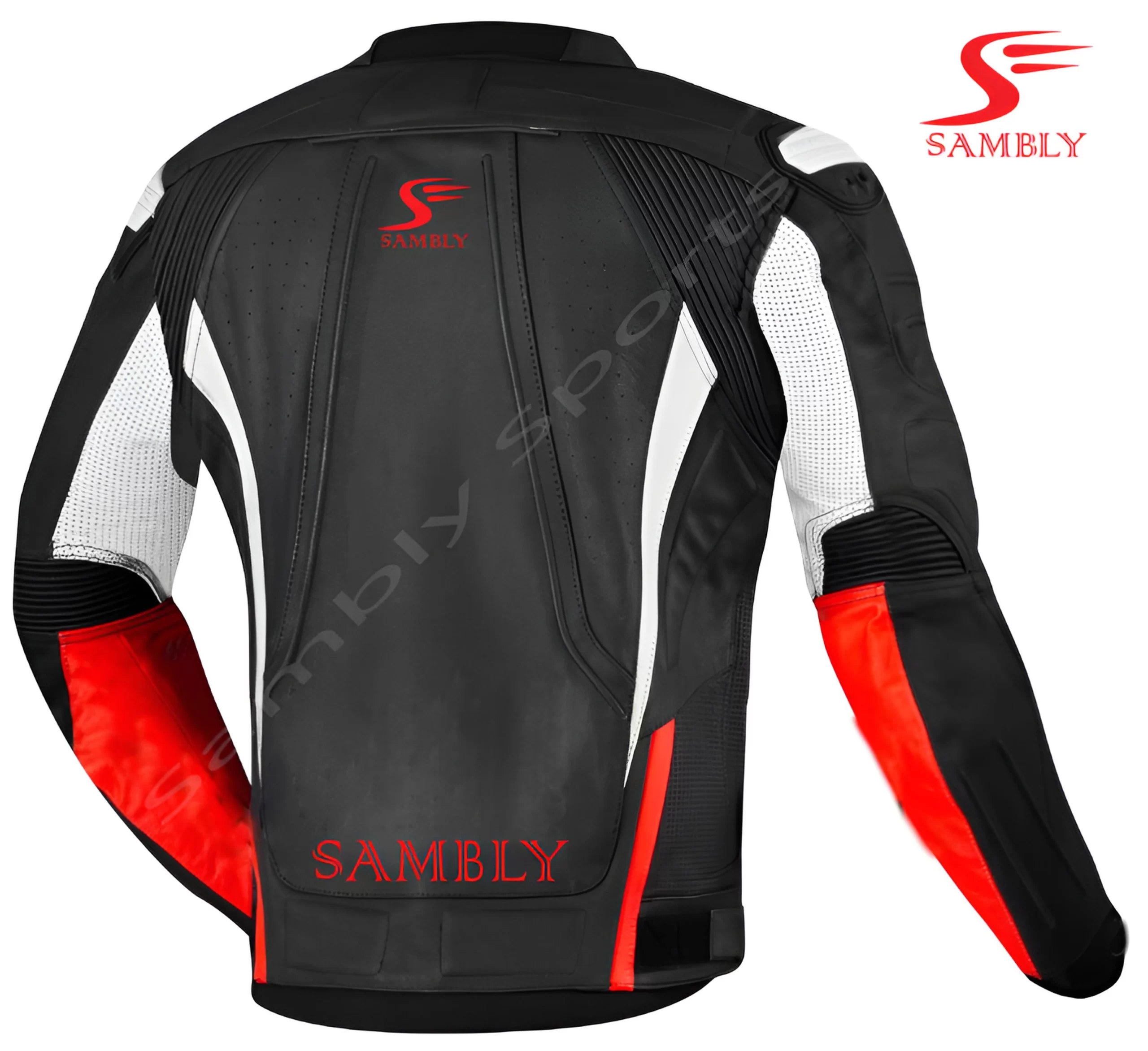 Back view of the Motorbike Leather Jacket SS-512 by Sambly Sports