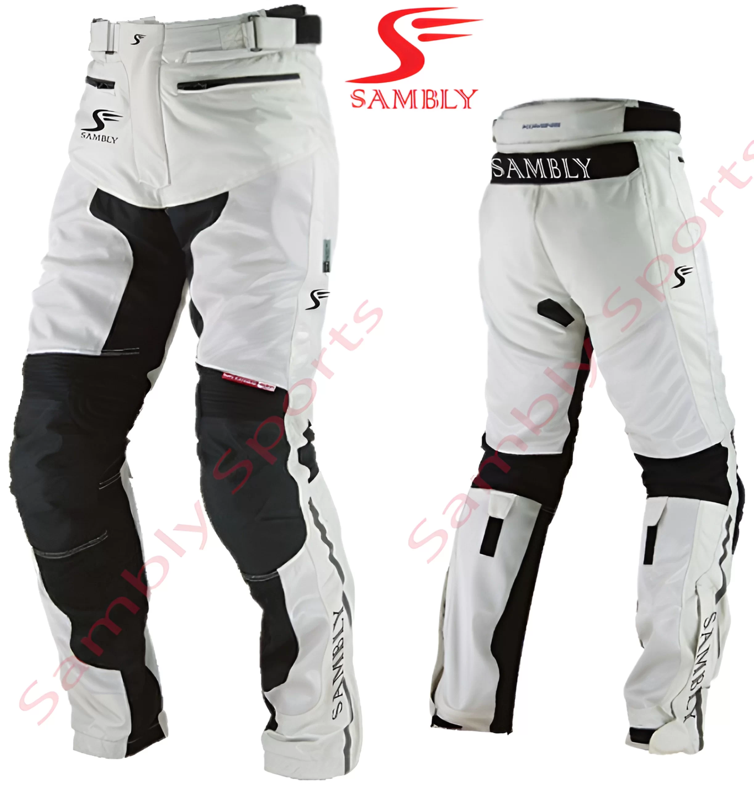 Front and Back View of the Motorbike Textile Pants SS-605 by Sambly Sports