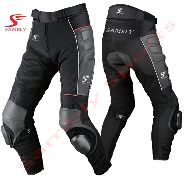 Front and Back View of the Motorbike Textile Pants SS-607 by Sambly Sports