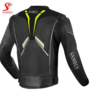 Back view of the Motorbike Leather Jacket SS-501 by Sambly Sports