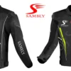 Front and Back view of the Motorbike Leather Jacket SS-501 by Sambly Sports