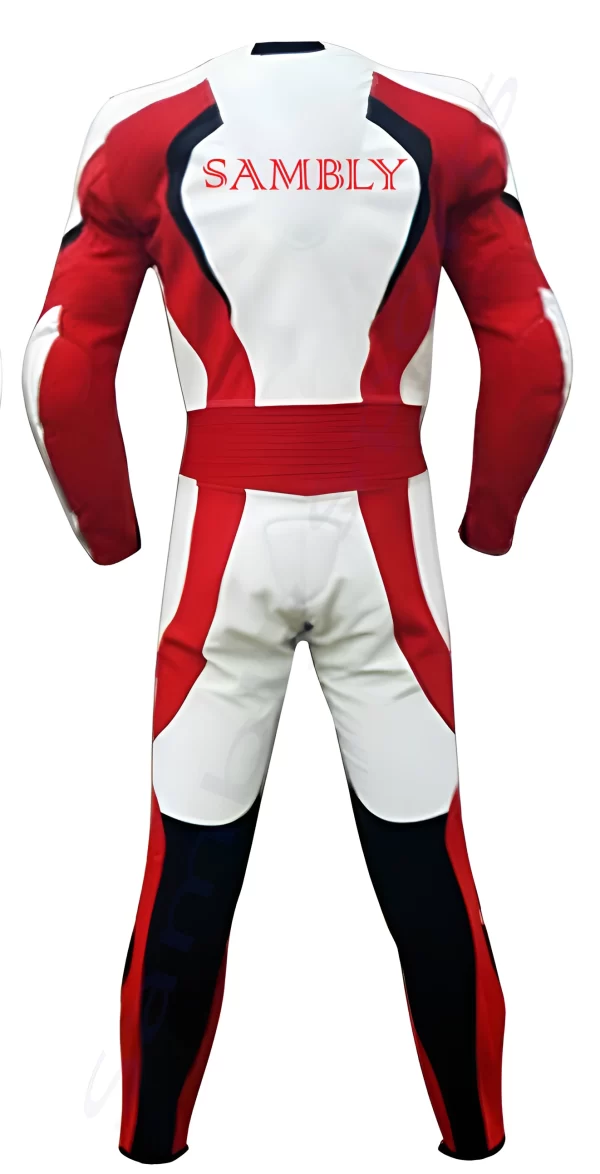 Back side of the Red, White and Black color Leather Suit SS-106
